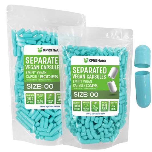 Paquete de cápsulas veganas aqua pre-separadas tamaño 00