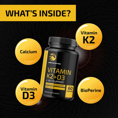 Paquete cápsulas vitamina D3 K2 magnesio calcio 2 meses