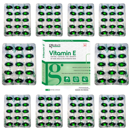 Paquete de cápsulas vitamina e glimlach para piel y cabello