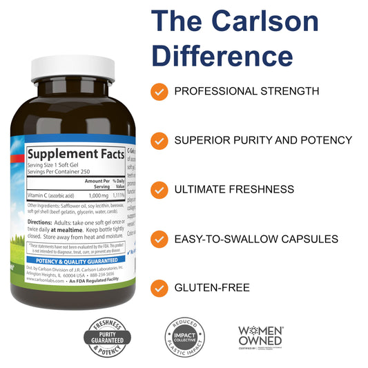 Paquete Carlson cápsulas blandas vitamina c antioxidante