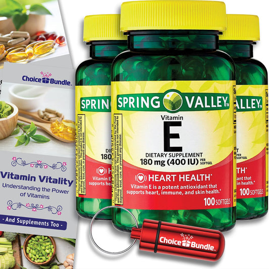 Paquete Choice Bundle Vitamina E Spring Valley 300 cápsulas y guía