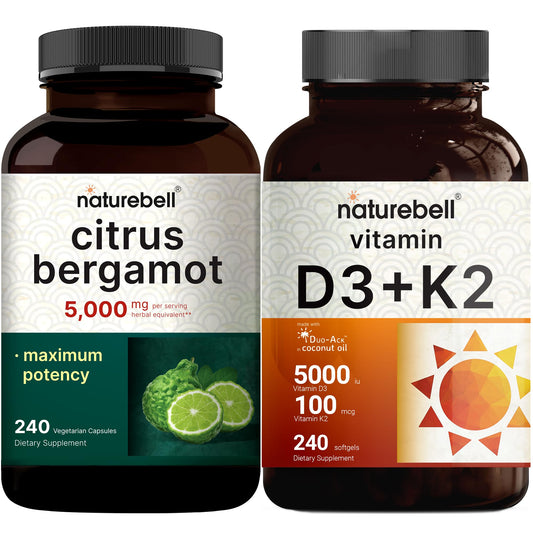 Paquete combinado NatureBell vitamina D3 K2 y bergamota cítrica