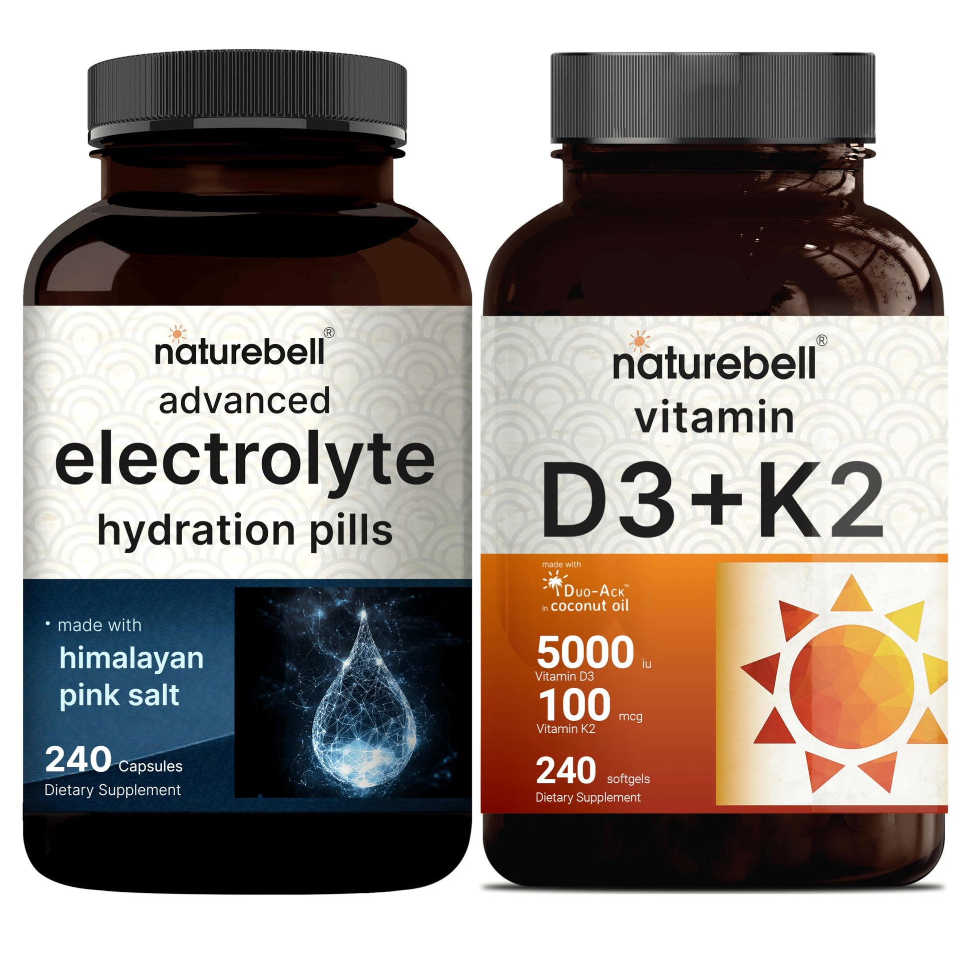 Paquete combo NatureBell vitamina D3 K2 aceite coco