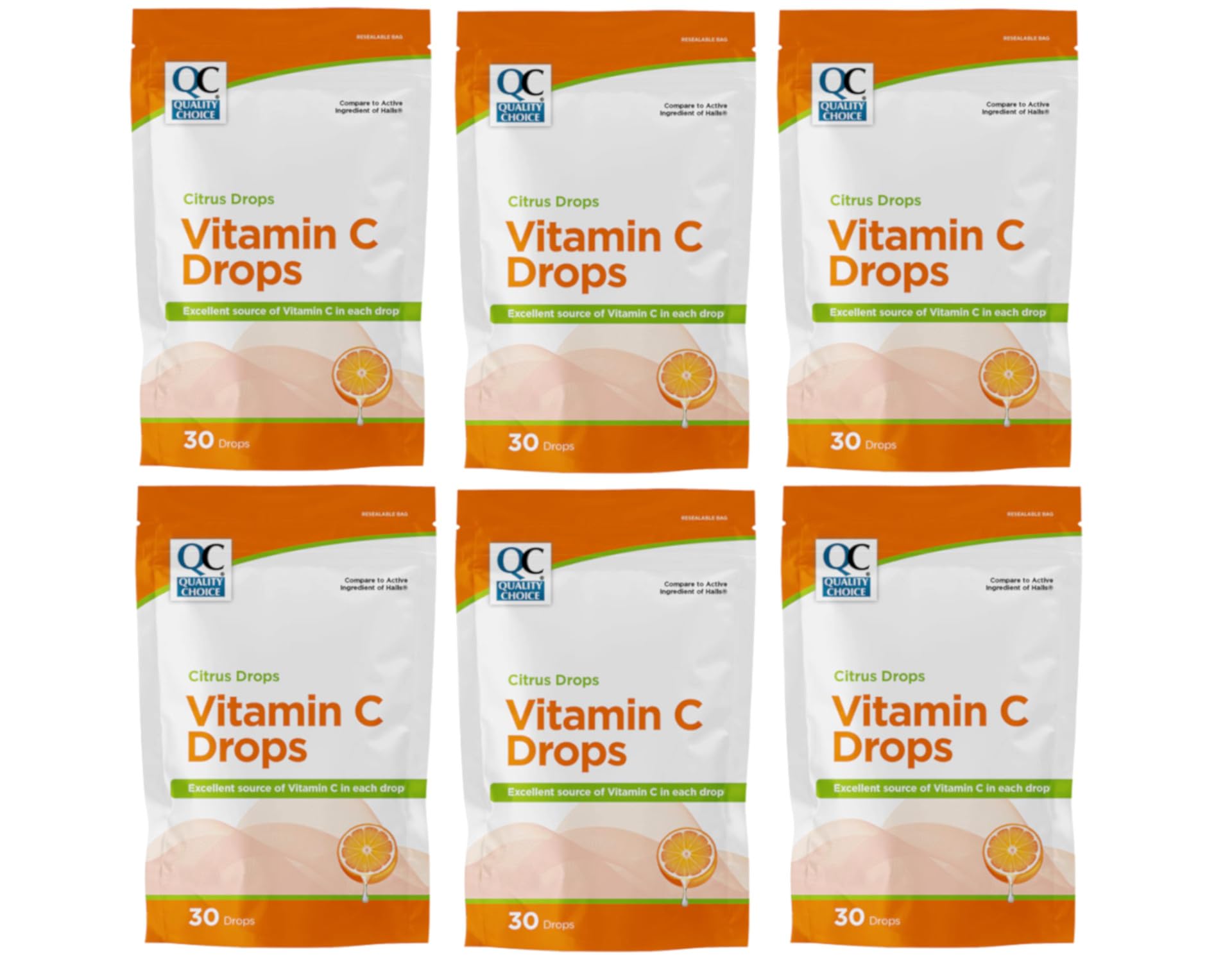 Paquete completo de 6 Quality Choice Gotas Cítricas Vitamina C