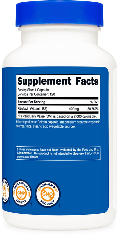 Paquete completo suplemento Nutricost Vitamina B2