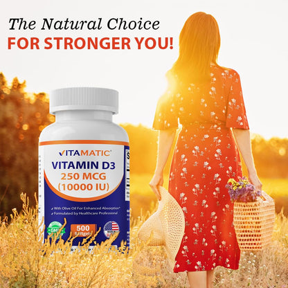 Paquete completo Vitamatic vitamina D3 10000 UI 500 softgels