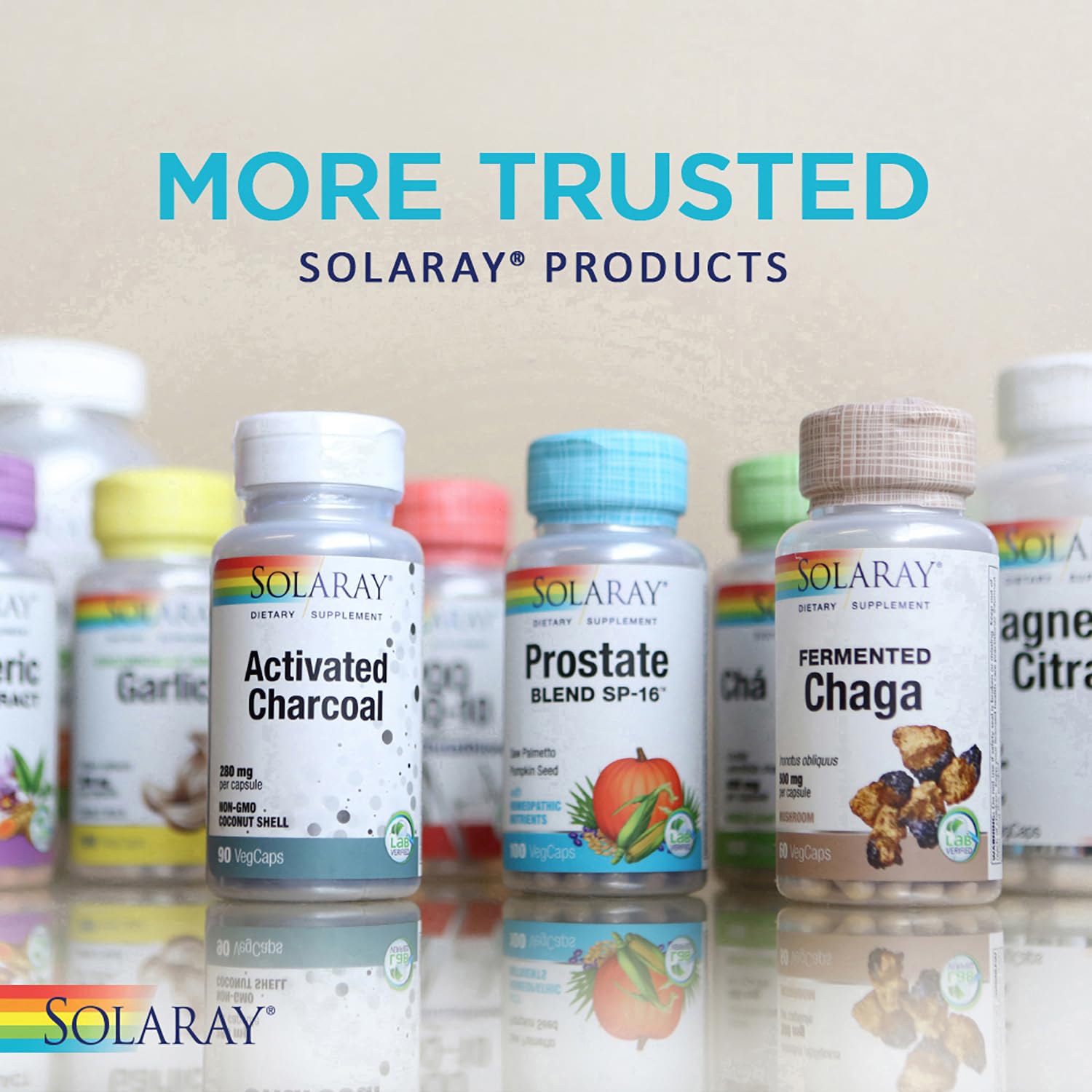 Paquete contenedor Solaray Beta Glucano Vitamina C 60 caps