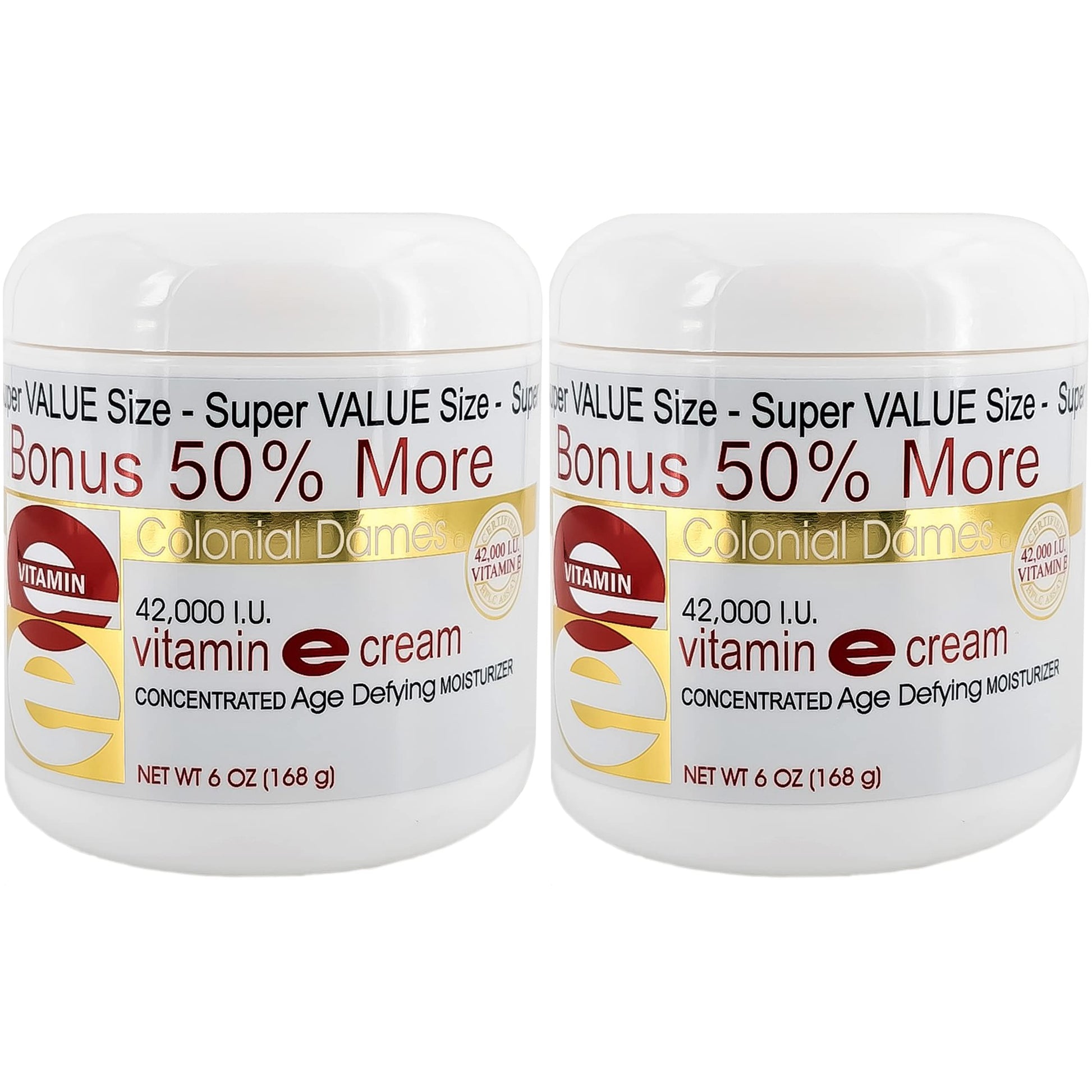 Paquete de crema hidratante vitamina E Colonial Dames 42000 UI