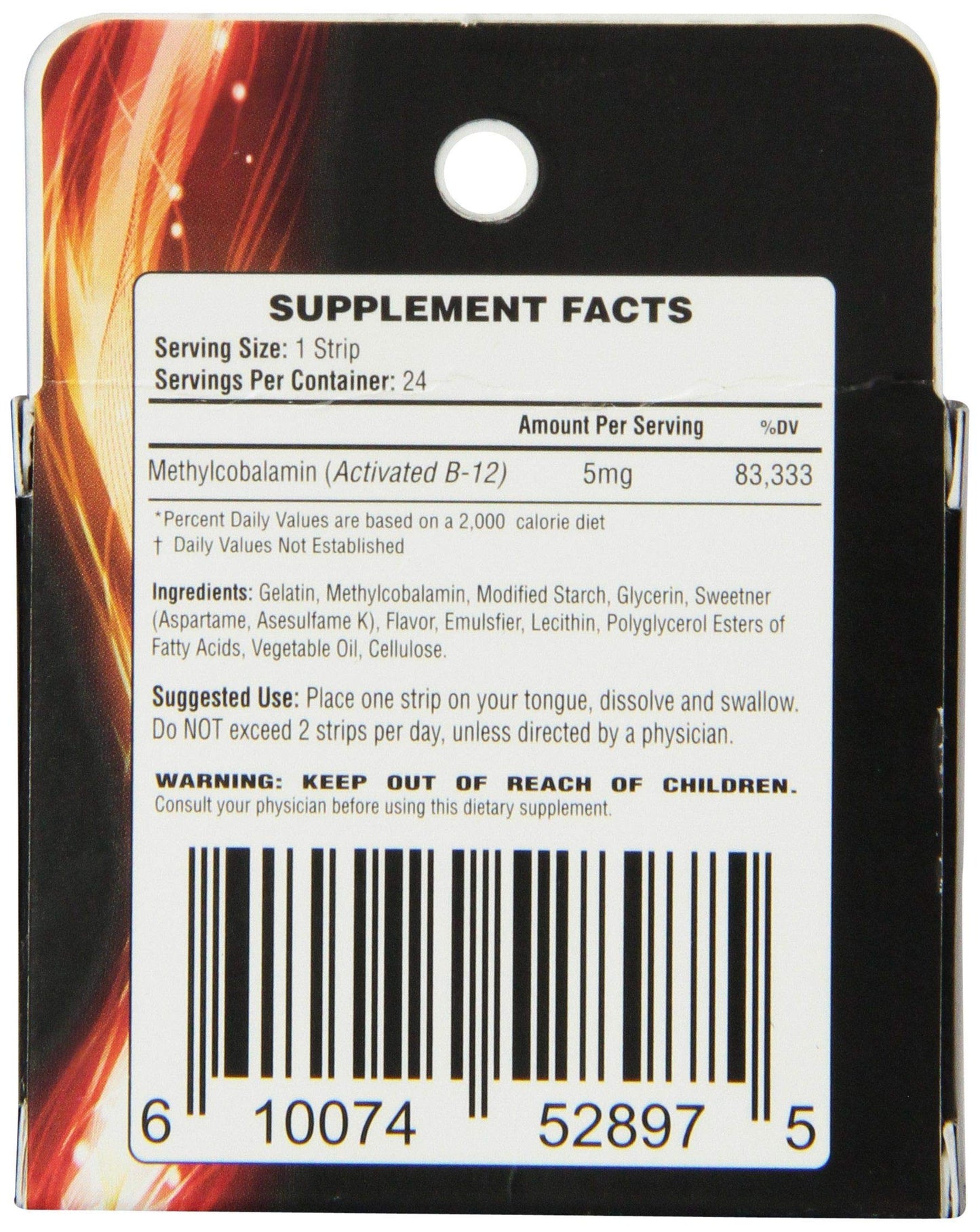 Paquete detalle tiras b12 extra fuerte LiveLong Nutrition