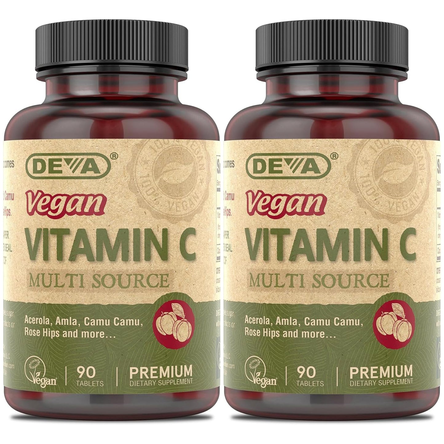 Paquete DEVA vitamina C vegana 250mg 90 tabletas doble