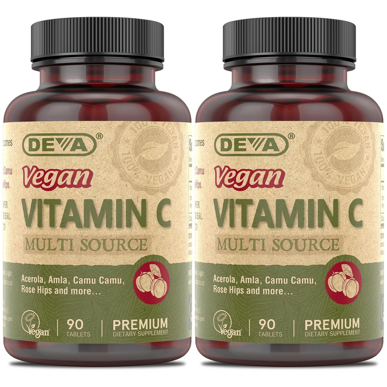 Paquete DEVA vitamina C vegana 250mg 90 tabletas doble