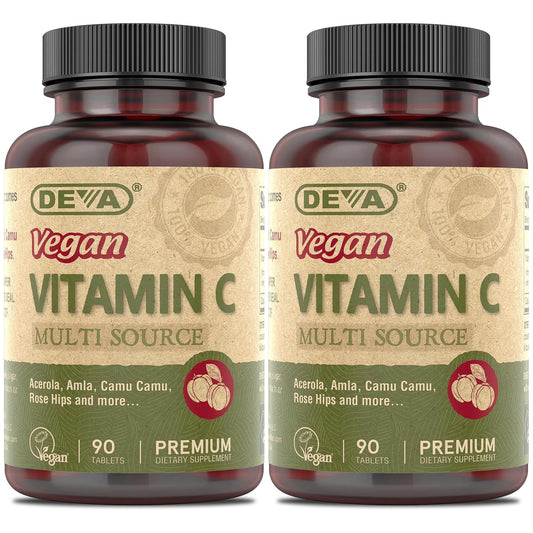 Paquete DEVA vitamina C vegana 250mg 90 tabletas doble