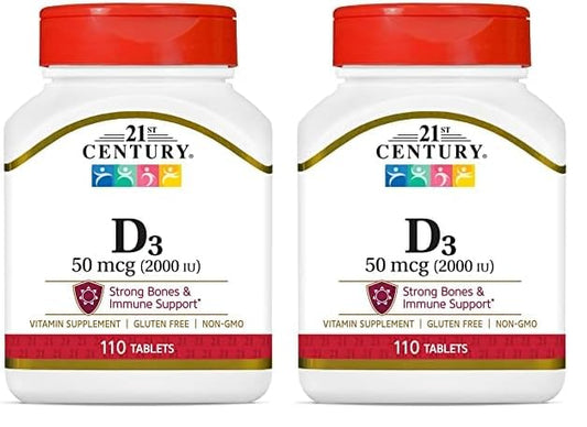 Paquete doble 21st Century Vitamina D3 2000 IU 110 tabletas
