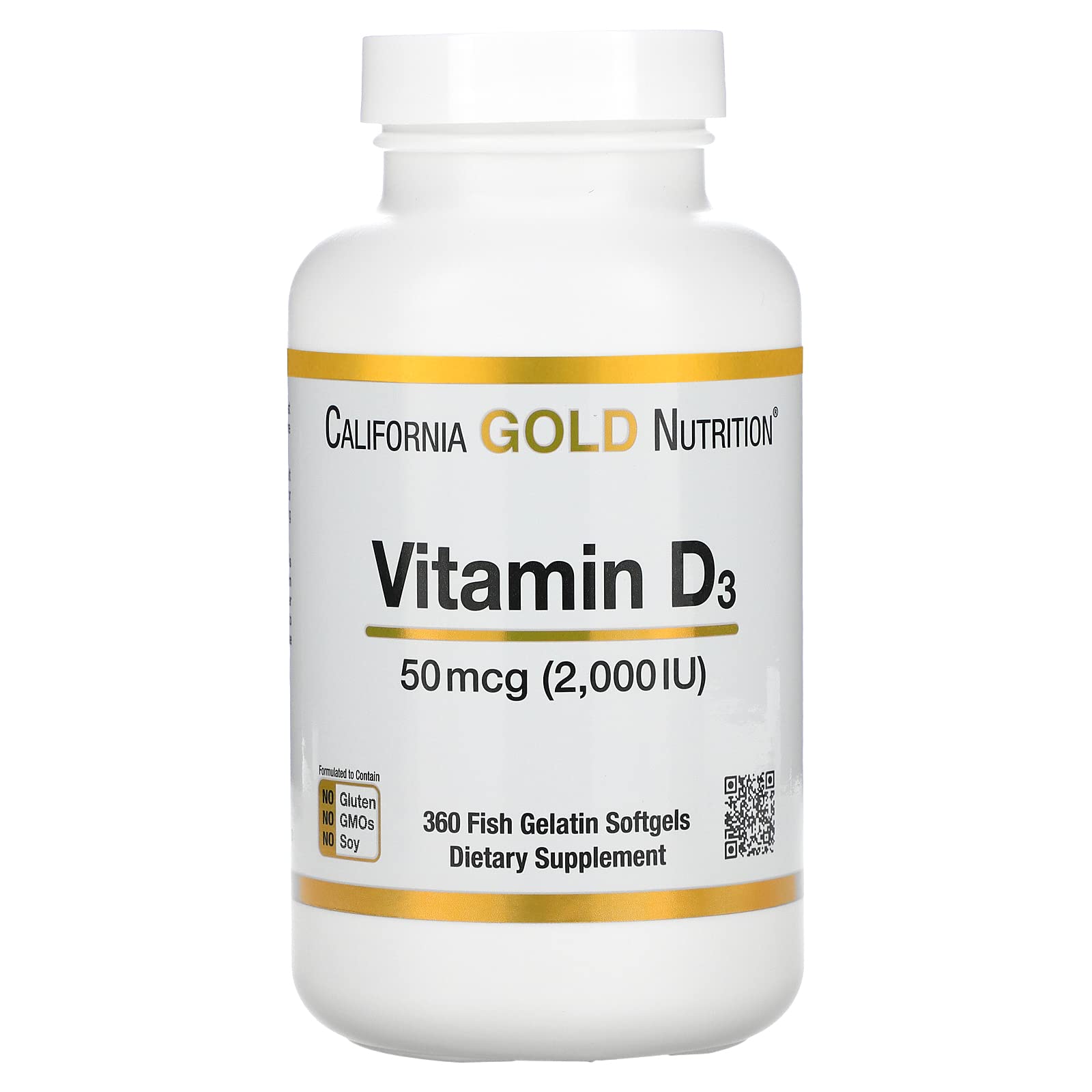 Paquete doble de 360 softgeles vitamina D3 California Gold Nutrition