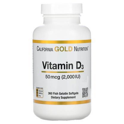 Paquete doble de 360 softgeles vitamina D3 California Gold Nutrition