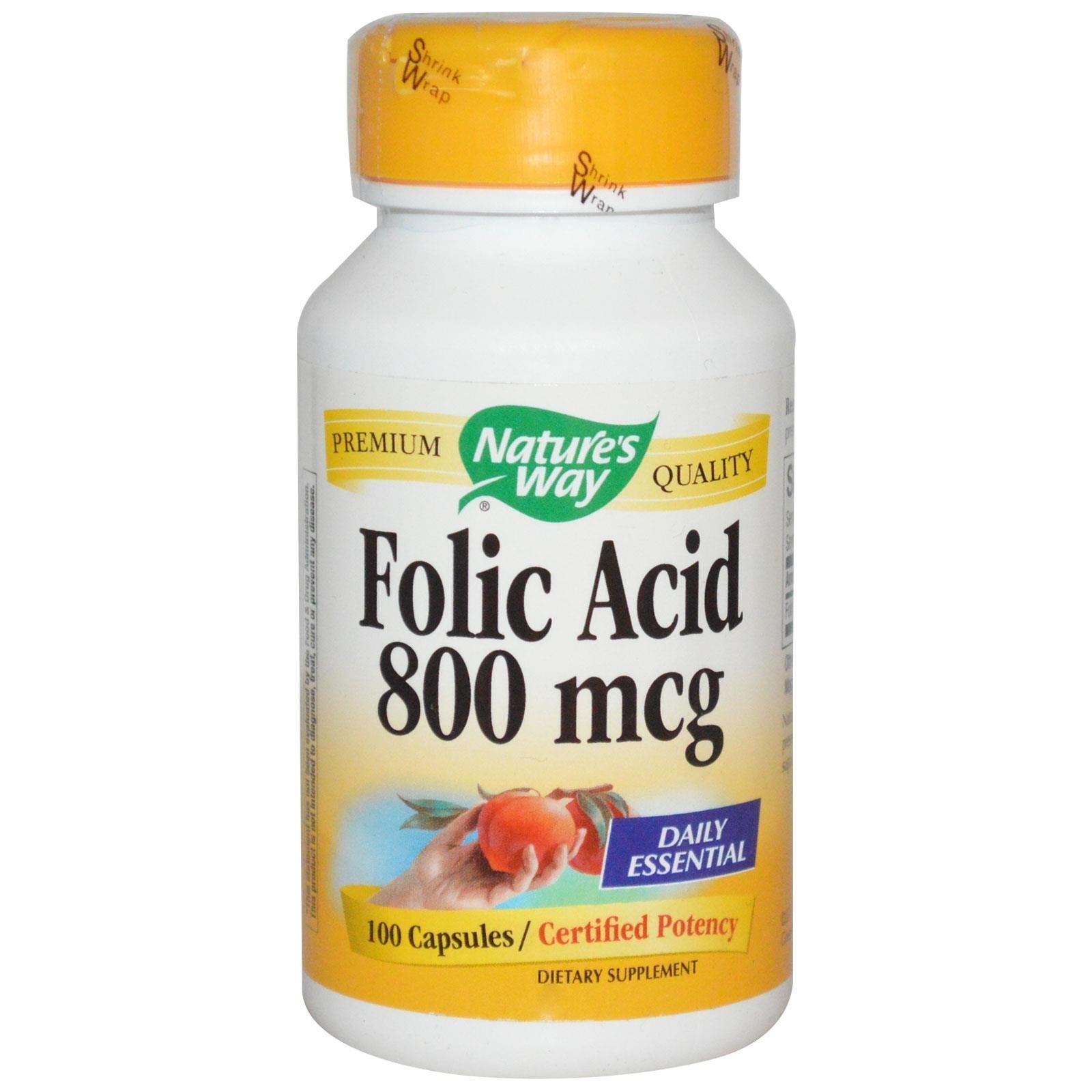 Paquete doble Ácido Fólico Nature's Way 800 mcg 100 cápsulas cada uno