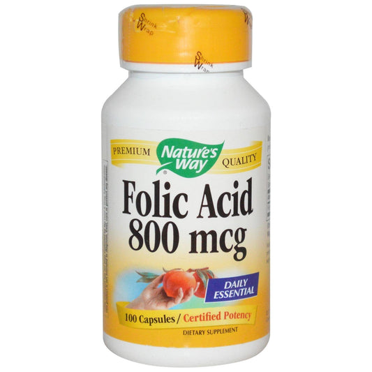 Paquete doble Ácido Fólico Nature's Way 800 mcg 100 cápsulas cada uno