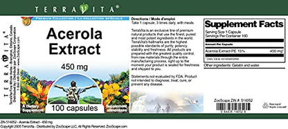 Paquete doble extracto acerola 450 mg 100 cápsulas TerraVita