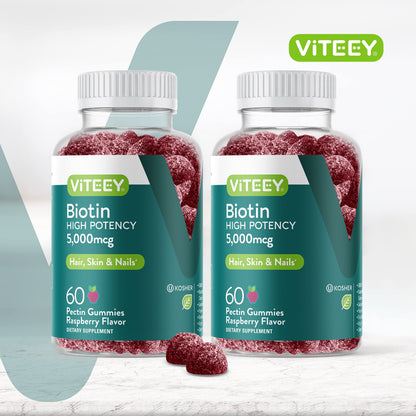 Paquete doble de gomitas biotina para cabello piel y uñas Viteey