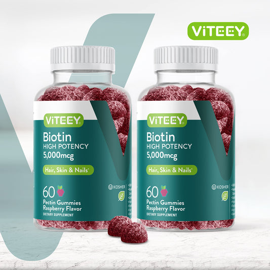 Paquete doble de gomitas biotina para cabello piel y uñas Viteey