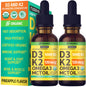 Paquete doble gotas líquidas NUSAVA Vitamina D3 K2 sabor piña