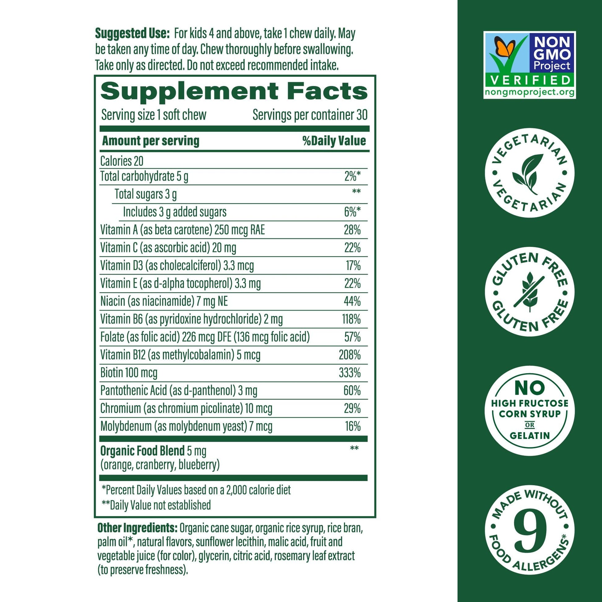 Paquete doble multivitaminas infantiles MegaFood 30 masticables