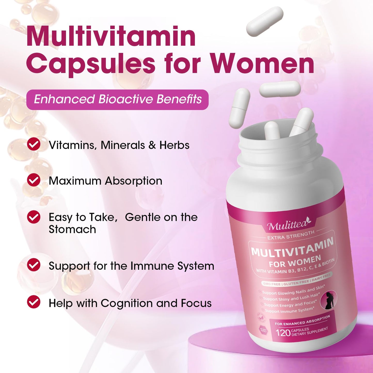 Paquete doble multivitamínico Mulittea para energía y enfoque