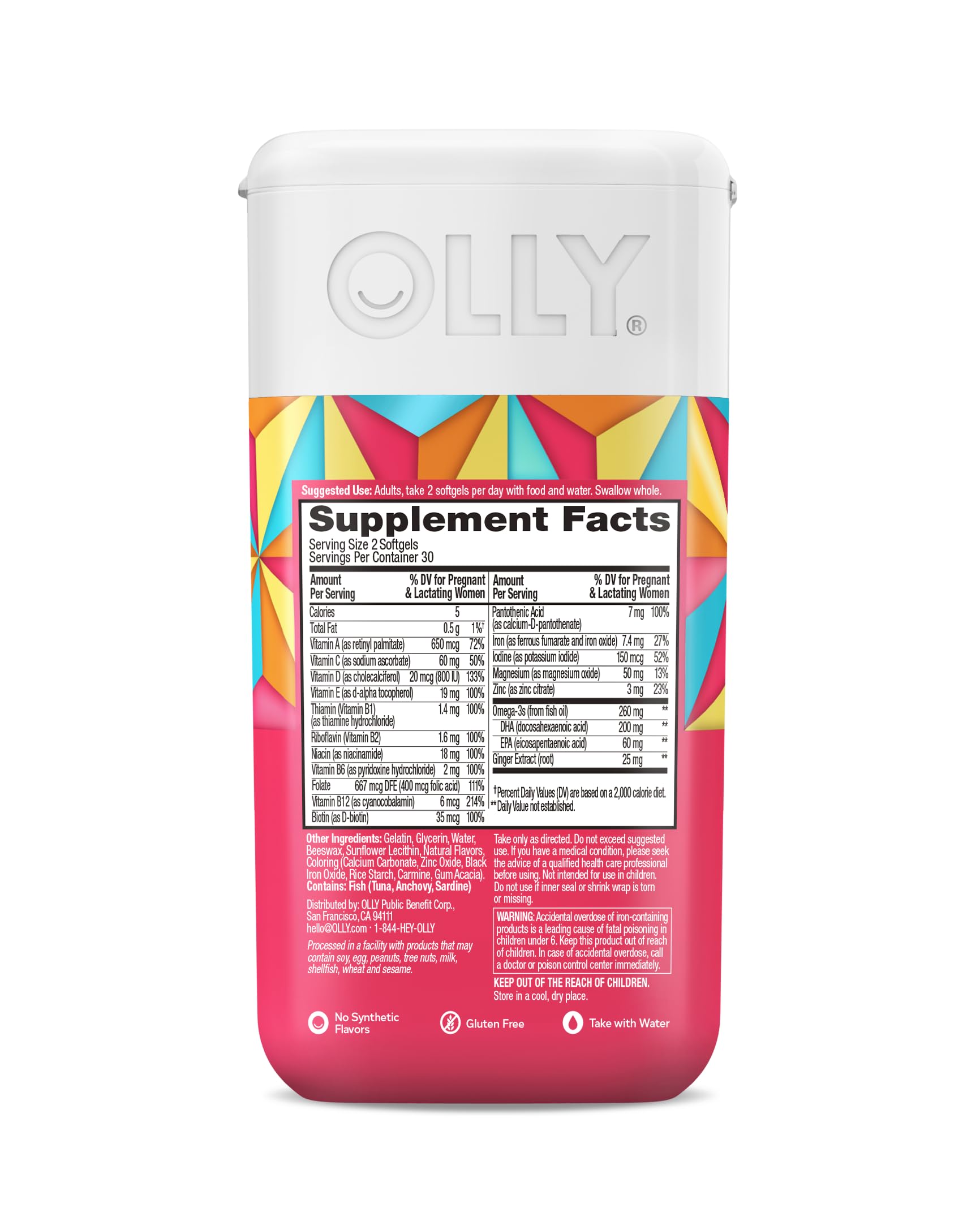 Paquete doble multivitamínico prenatal OLLY 60 softgels cada uno