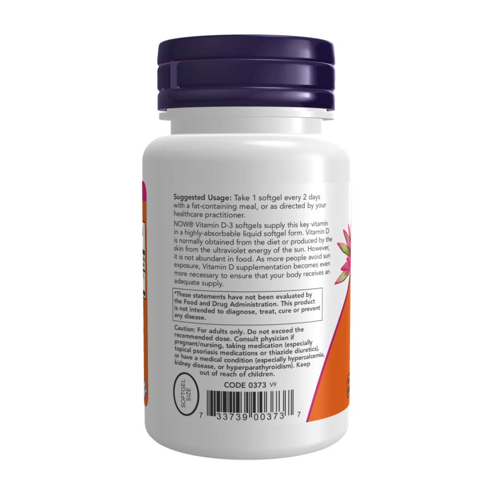 Paquete doble Now Foods vitamina D3 5000 UI cápsulas blandas para inmunidad