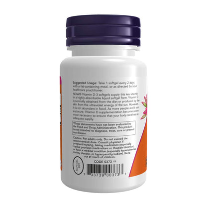 Paquete doble Now Foods vitamina D3 5000 UI cápsulas blandas para inmunidad