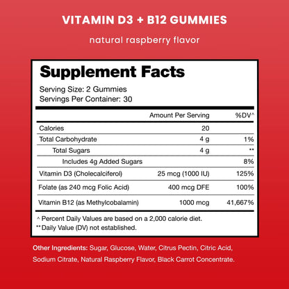 Paquete doble NutraChamps gomitas con vitamina d3 b12 frambuesa