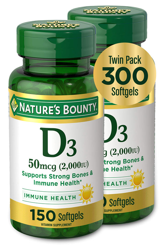 Paquete doble vitamina D3 2000IU Nature's Bounty 150 cápsulas