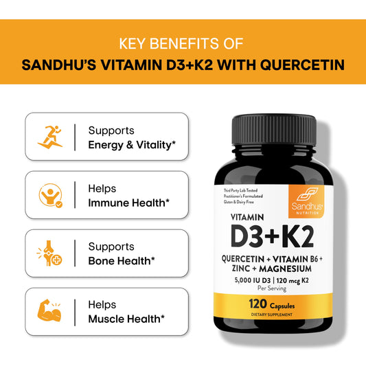 Paquete doble vitamina d3 k2 5000 ui con quercetina