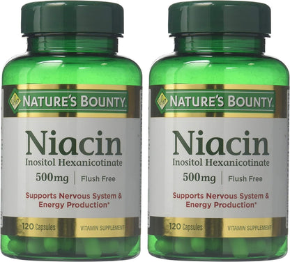 Paquete dos frascos niacina sin enrojecimiento 500 mg