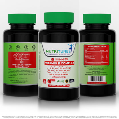 Paquete etiqueta vitaminas complejo B Nutritunes en EE.UU.