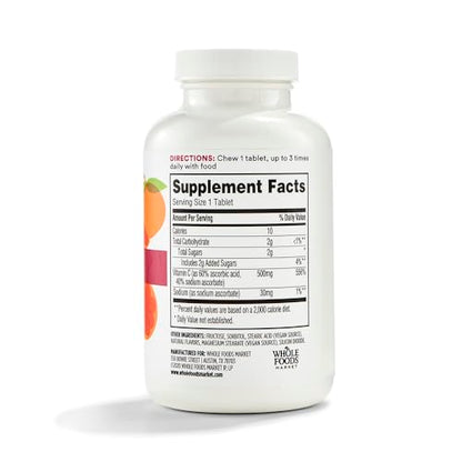 Paquete frente 365 Whole Foods vitamina c tabletas masticables