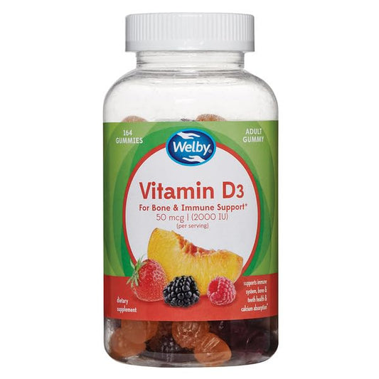 Paquete frontal de Gomitas Welby vitamina b12 sabor frambuesa