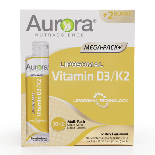 Paquete frontal mega liposomal vitamina d3 k2 c Aurora Nutrascience