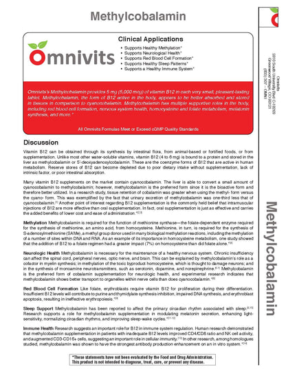 Paquete frontal omnivits metilcobalamina vitamina b12 5000 mcg