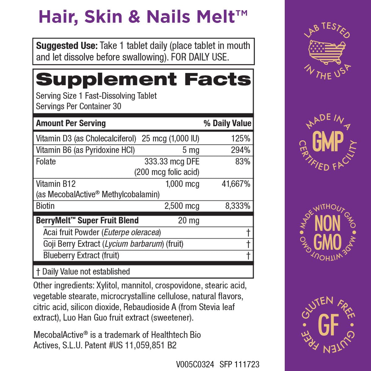Paquete frontal suplemento Purity Products Berry Melt