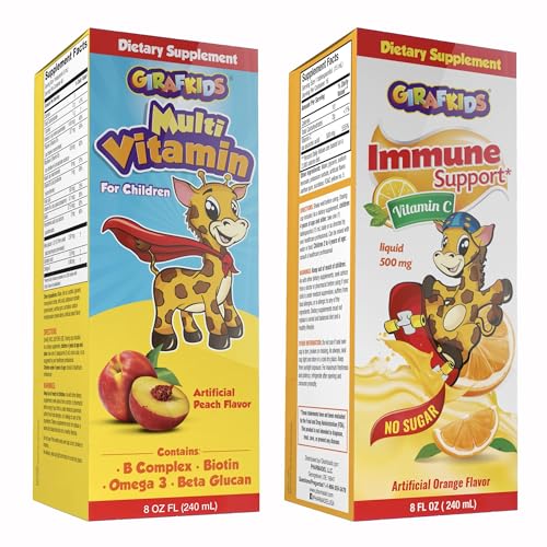 Paquete GirafKids multivitaminas y vitamina C líquida para niños