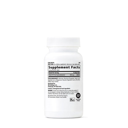Paquete GNC Vitamina B-12 100 tabletas vegetales energía