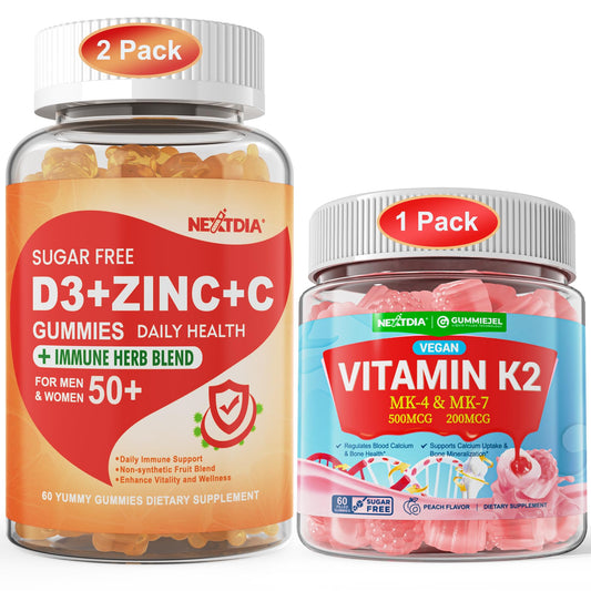 Paquete gominolas nextdia vitaminas c d3 zinc y k2 para adultos