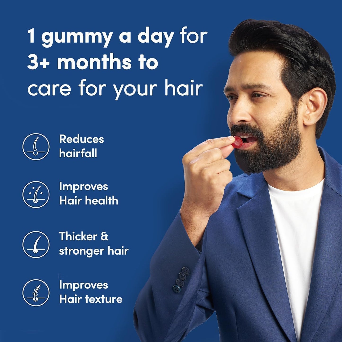 Paquete gomitas biotina Man Matters para cabello y uñas