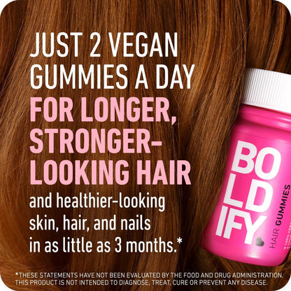 Paquete gomitas Boldify para crecimiento capilar veganas