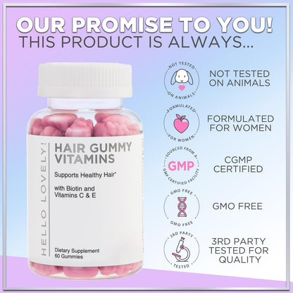 Paquete de gomitas Hello Lovely vitaminas para cabello 60 unidades