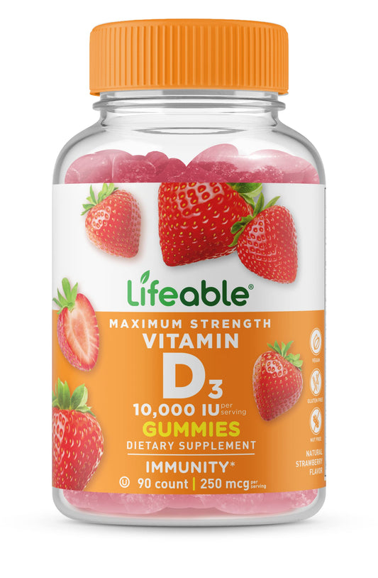 Paquete gomitas Lifeable vitamina D y B6 sin gluten ni GMO