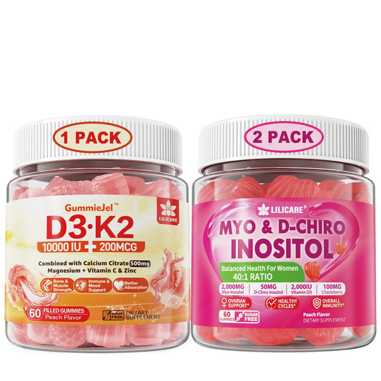 Paquete gomitas LILICARE vitamina D3 K2 líquidas inositol 40:1