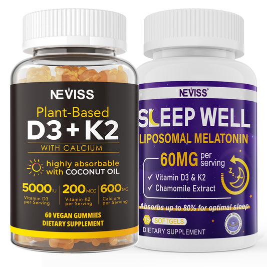 Paquete gomitas NEVISS con vitamina D3K2 y melatonina para adultos
