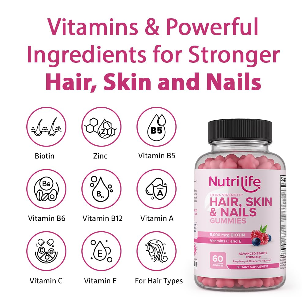 Paquete único gomitas NutriLife para cabello piel uñas resistentes